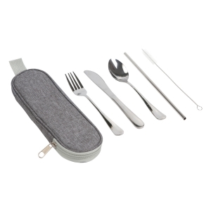 Set de cubiertos de acero inoxidable con 5 piezas y estuche