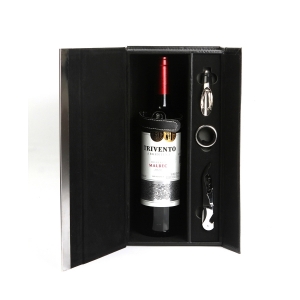 Set para vino y estuche de curpiel con 3 accesorios