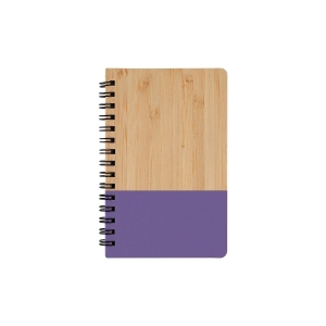 Libreta con pasta de bambú y detalles de plástico
