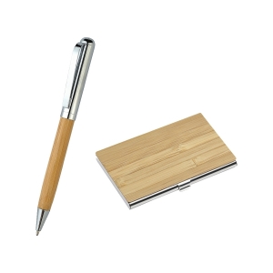 Set ejecutivo de bambú y metal