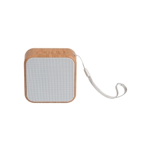 Bocina bluetooth de plástico con apariencia de bambú