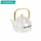 Tetera de vidrio con asa y tapa de bambu cap 900 ml