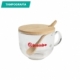 Taza de vidrio con cuchara de bambú cap 470 ml