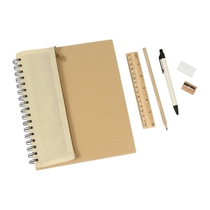 Set escolar de cartón y madera