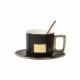 Taza de cerámica de 260 ml con detalles dorados en asa