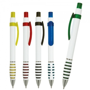 Bolígrafo de plástico con clip de color traslúcido