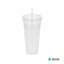Vaso de doble pared de plástico capacidad de 600 ml