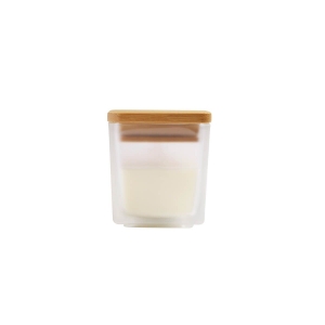 Vela decorativa cuadrada con tapa de bambú