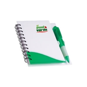 Libreta rigida bicolor con silueta y boligrafo