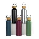 Cilindro metálico de una pared y tapa de bambú