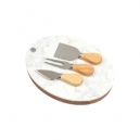 Bonito set de quesos fabricado de madera acacia y marmol gris