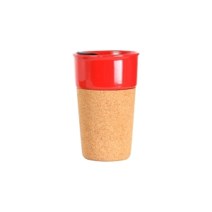 Vaso hecho de cerámica con base de corcho con capacidad de 400 ml