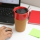 Vaso hecho de cerámica con base de corcho con capacidad de 400 ml