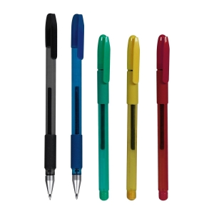 Bolígrafo de colores con tapón y grip antiderrapante