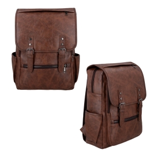 Mochila de curpiel de 1 compatimiento 2 broches