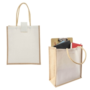 Bolsa de loneta laminada con yute y asas
