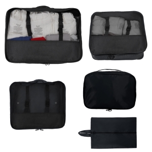 Organizador de viaje de políester con 5 bolsas