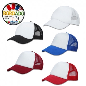 Básica gorra fabricada de políester y 1 gajo con fondo blanco