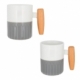 Elegante taza de cerámica con asa de madera cap de 400 ml