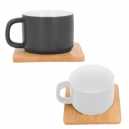 Taza de cerámica con base de bambú cuadrado cap de 200 ml