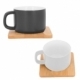 Taza de cerámica con base de bambú cuadrado cap de 200 ml