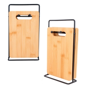 Set de tablas de bambú con base metalica