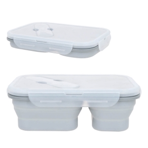 Contenedor de alimentos de silicón con 2 compartimientos