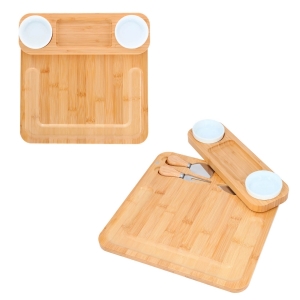 Tabla de quesos separable con utensilios y platos de cerámica