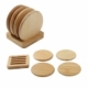 Set de 4 porta vasos en forma circular y base rectangular de bambú