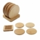 Set de 4 porta vasos en forma circular y base rectangular de bambú