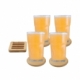 Set de 4 porta vasos en forma circular y base rectangular de bambú