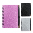 Bonita libreta ecológica con espiral bolígrafo y pasta de brillantina