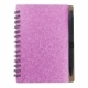 Bonita libreta ecológica con espiral bolígrafo y pasta de brillantina