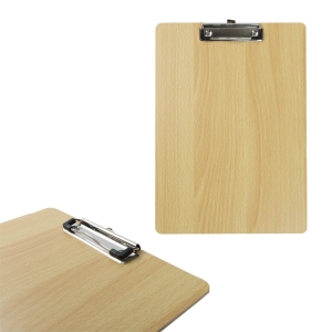 Sujeta papeles hecho de madera con clip de metal