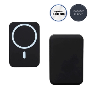 Power bank con acabado rubber y círculo magnético