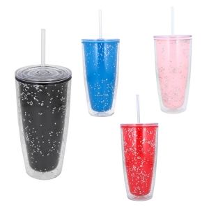 Vaso con doble pared una de color y otra color transparente brilloso