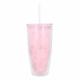 Vaso con doble pared una de color y otra color transparente brilloso