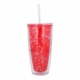 Vaso con doble pared una de color y otra color transparente brilloso