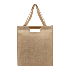 Elegante diseño de bolsa de yute laminado con asas