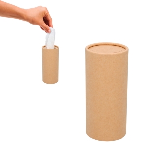 Caja de 60 pañuelos desechables con forma cilíndrica