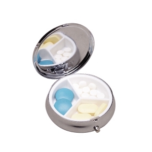 Pastillero metalico redondo 3 compartimentos
