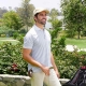 Playera polo para caballero con diseño de rayas horizontales y protección UV SORRELL