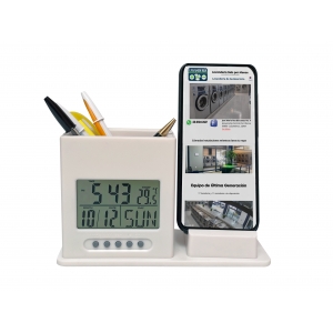 Reloj de escritorio con portacelular