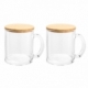 Set de dos tazas de vidrio y bambú