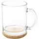 Taza de vidrio con tapa de bambú barnizado