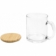 Taza de vidrio con tapa de bambú barnizado
