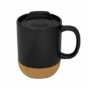 Taza con tapa plástica a presión color negro