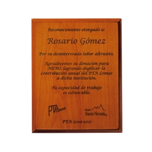 Reconocimiento de madera 20 X 25 cm MDF