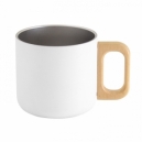 Taza sellada al vacío, asa de madera color natural