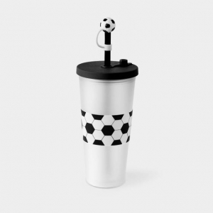 Vaso Soccer en color blanco con negro